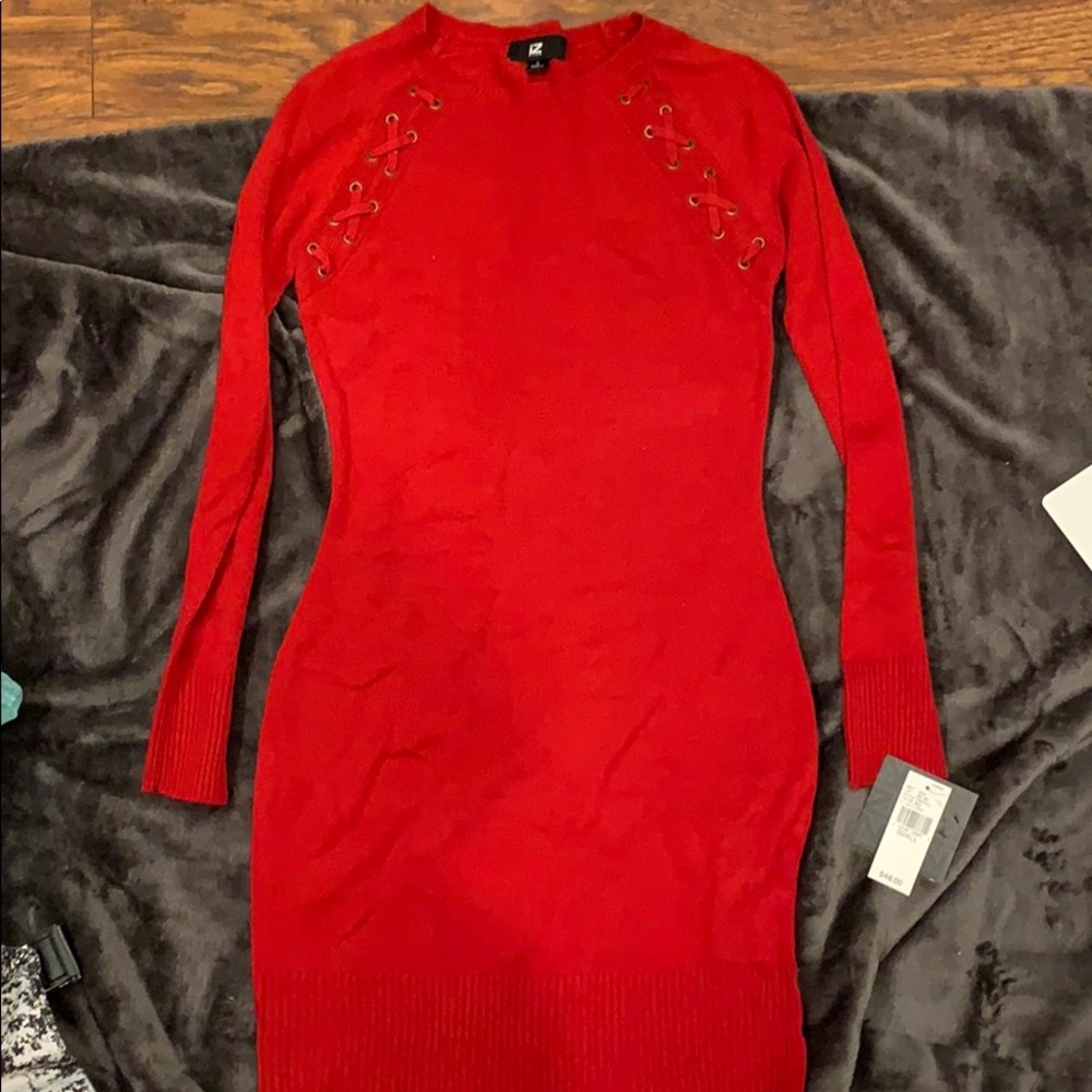Red sweater dress